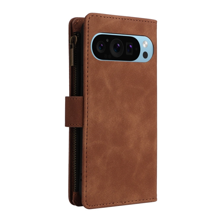 For Google Pixel 9 Multifunctional Multi-Card Wallet Phone Leather Case(Brown)