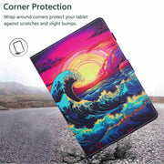 For 10 inch Painted Pattern Stitching Leather Tablet Case(Waves)