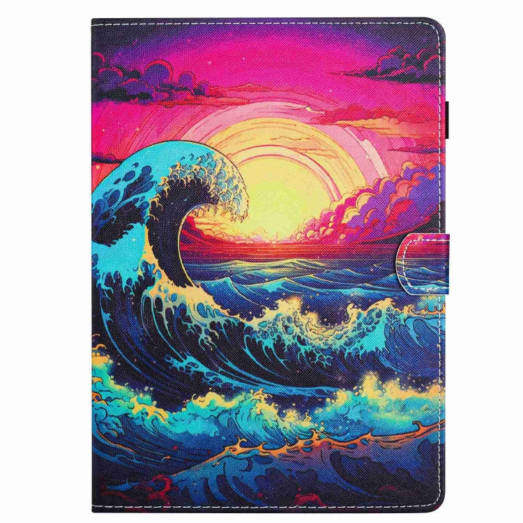 For iPad 11 Pro 2024 / 2020 / Air 4 10.9 Painted Pattern Stitching Smart Leather Tablet Case(Waves)