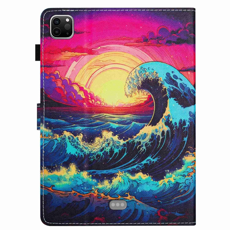 For iPad 11 Pro 2024 / 2020 / Air 4 10.9 Painted Pattern Stitching Smart Leather Tablet Case(Waves)