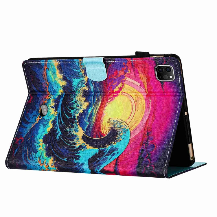 For iPad 11 Pro 2024 / 2020 / Air 4 10.9 Painted Pattern Stitching Smart Leather Tablet Case(Waves)