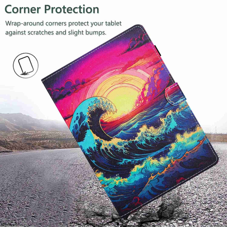 For iPad 11 Pro 2024 / 2020 / Air 4 10.9 Painted Pattern Stitching Smart Leather Tablet Case(Waves)