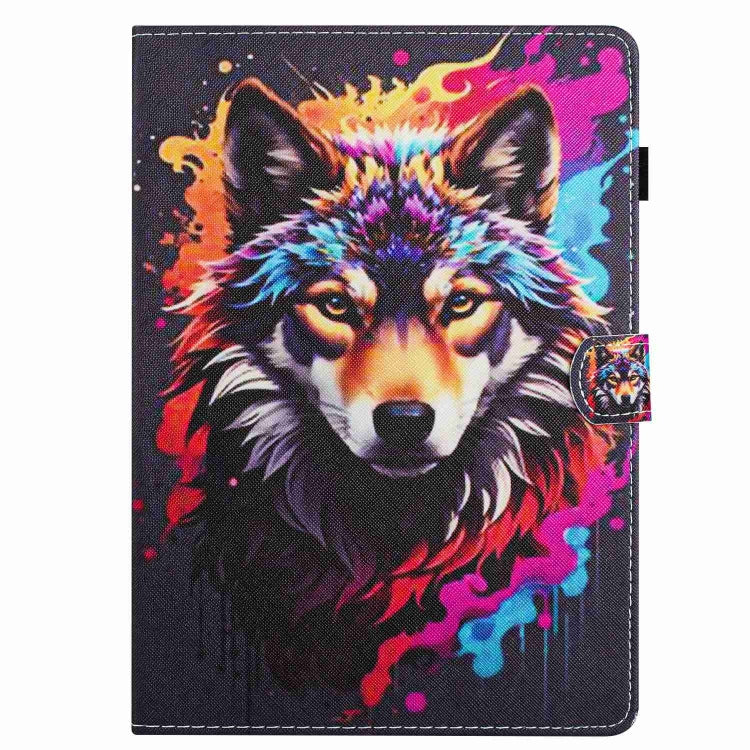 For iPad 11 Pro 2024 / 2020 / Air 4 10.9 Painted Pattern Stitching Smart Leather Tablet Case(Colorful Wolf)