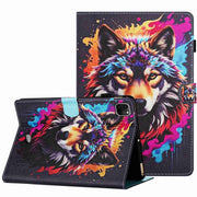 For iPad 11 Pro 2024 / 2020 / Air 4 10.9 Painted Pattern Stitching Smart Leather Tablet Case(Colorful Wolf)