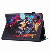 For iPad 11 Pro 2024 / 2020 / Air 4 10.9 Painted Pattern Stitching Smart Leather Tablet Case(Colorful Wolf)