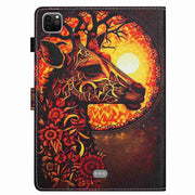 For iPad 11 Pro 2024 / 2020 / Air 4 10.9 Painted Pattern Stitching Smart Leather Tablet Case(Flower Deer)