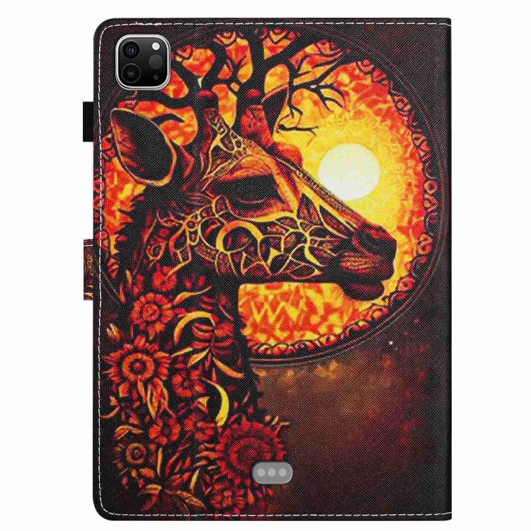For iPad 11 Pro 2024 / 2020 / Air 4 10.9 Painted Pattern Stitching Smart Leather Tablet Case(Flower Deer)