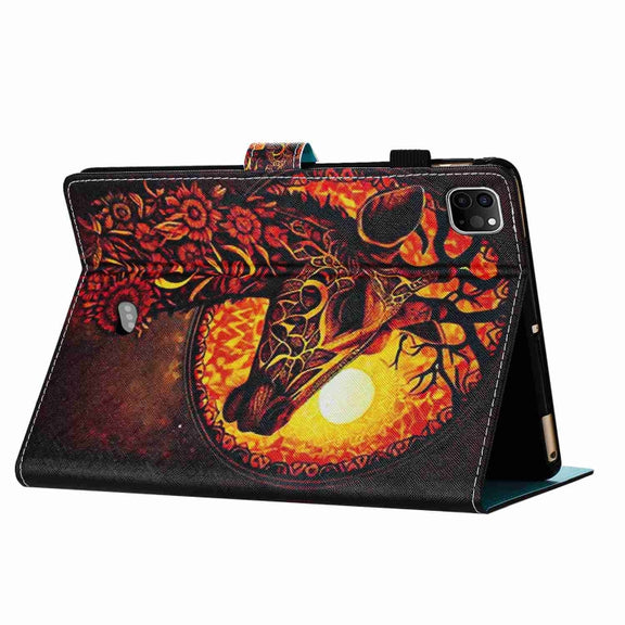 For iPad 11 Pro 2024 / 2020 / Air 4 10.9 Painted Pattern Stitching Smart Leather Tablet Case(Flower Deer)