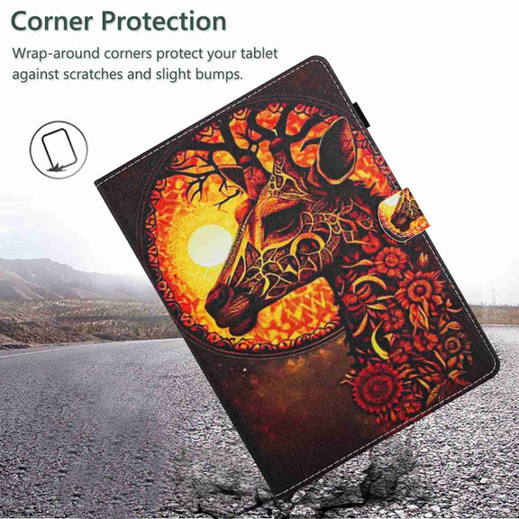 For iPad 11 Pro 2024 / 2020 / Air 4 10.9 Painted Pattern Stitching Smart Leather Tablet Case(Flower Deer)