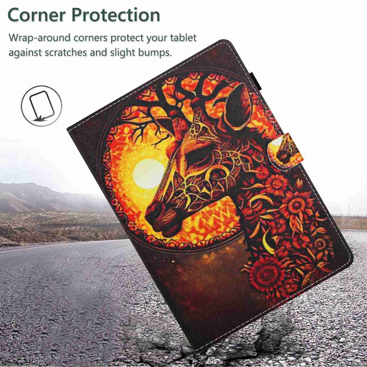 For iPad 11 Pro 2024 / 2020 / Air 4 10.9 Painted Pattern Stitching Smart Leather Tablet Case(Flower Deer)