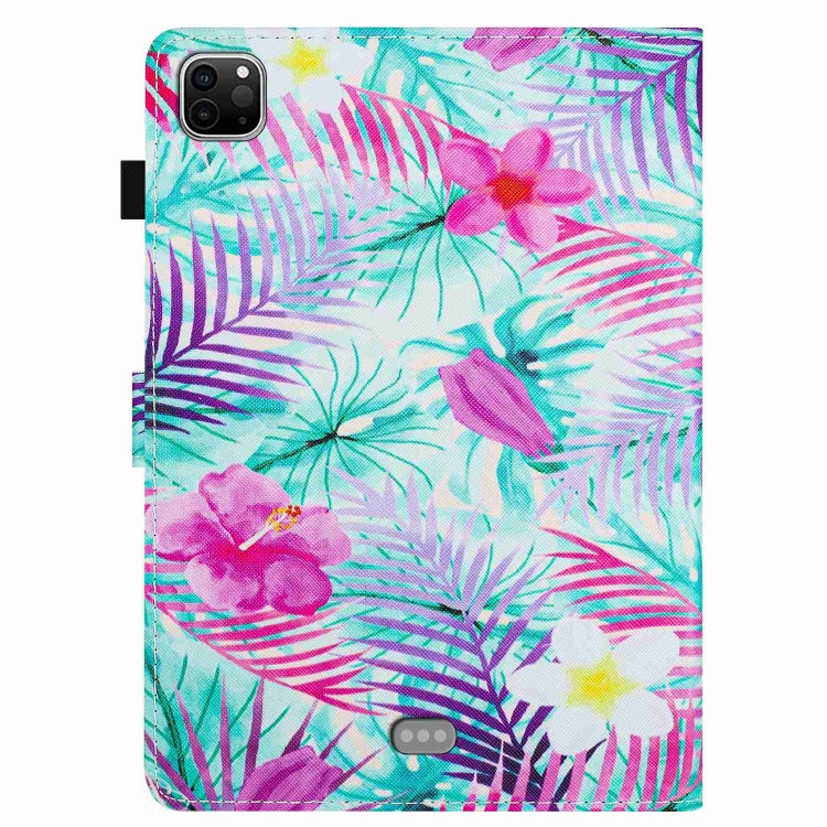 For iPad 11 Pro 2024 / 2020 / Air 4 10.9 Painted Pattern Stitching Smart Leather Tablet Case(Bougainvillea)