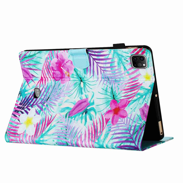 For iPad 11 Pro 2024 / 2020 / Air 4 10.9 Painted Pattern Stitching Smart Leather Tablet Case(Bougainvillea)