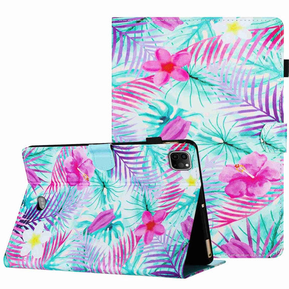 For iPad 11 Pro 2024 / 2020 / Air 4 10.9 Painted Pattern Stitching Smart Leather Tablet Case(Bougainvillea)