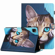 For iPad 11 Pro 2024 / 2020 / Air 4 10.9 Painted Pattern Stitching Smart Leather Tablet Case(Blue Cat)