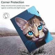 For iPad 11 Pro 2024 / 2020 / Air 4 10.9 Painted Pattern Stitching Smart Leather Tablet Case(Blue Cat)