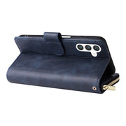 For Samsung Galaxy S24+ 5G 9-Card Slots Zipper Wallet Bag Leather Phone Case(Blue)