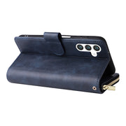 For Samsung Galaxy S24 5G 9-Card Slots Zipper Wallet Bag Leather Phone Case(Blue)