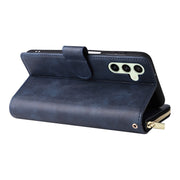For Samsung Galaxy S24 FE 5G 9-Card Slots Zipper Wallet Bag Leather Phone Case(Blue)