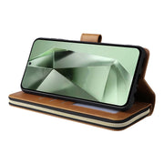 For Samsung Galaxy S24 FE 5G 9-Card Slots Zipper Wallet Bag Leather Phone Case(Brown)