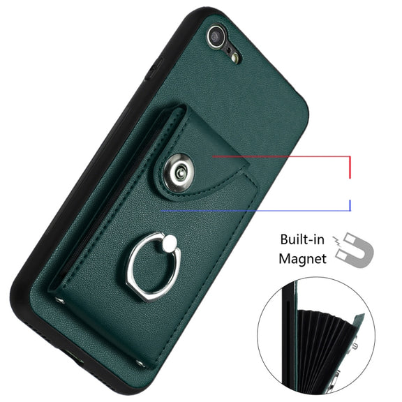 For iPhone SE 2022 / 2020 / 8 / 7 Organ Card Bag Ring Holder Phone Case(Green)