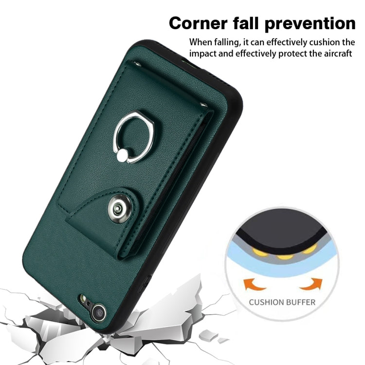 For iPhone SE 2022 / 2020 / 8 / 7 Organ Card Bag Ring Holder Phone Case(Green)