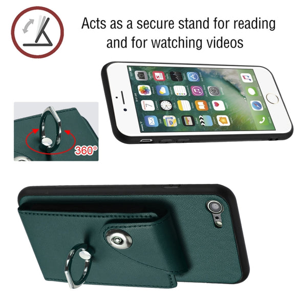 For iPhone SE 2022 / 2020 / 8 / 7 Organ Card Bag Ring Holder Phone Case(Green)