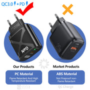 65W Gallium Nitride GaN389 USB + Type-C Fast Charging Charger, Plug Type:EU Plug(Black)