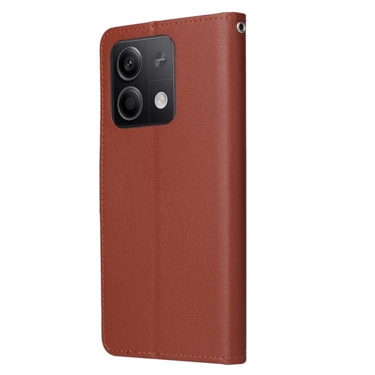 For Xiaomi Redmi Note 13 5G Multifunctional Horizontal Flip Leather Phone Case with Three Card Slot(Brown)