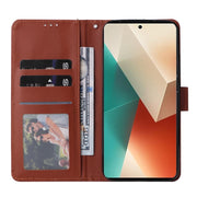 For Xiaomi Redmi Note 13 5G Multifunctional Horizontal Flip Leather Phone Case with Three Card Slot(Brown)