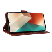 For Xiaomi Redmi Note 13 5G Multifunctional Horizontal Flip Leather Phone Case with Three Card Slot(Brown)