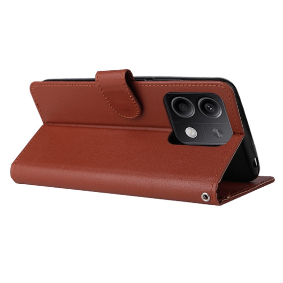 For Xiaomi Redmi Note 13 5G Multifunctional Horizontal Flip Leather Phone Case with Three Card Slot(Brown)