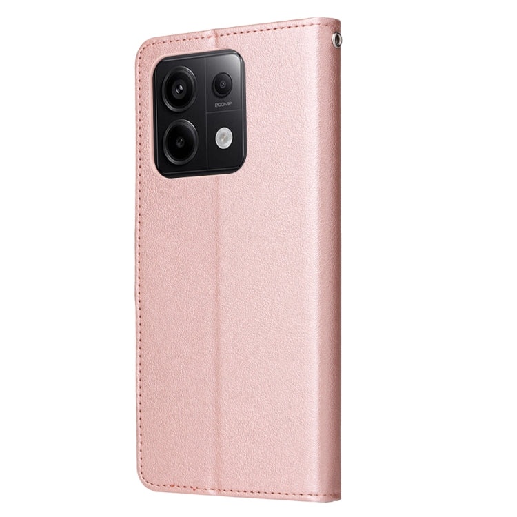 For Xiaomi Redmi Note 13 Pro 5G Multifunctional Horizontal Flip Leather Phone Case with Three Card Slot(Rose Gold)