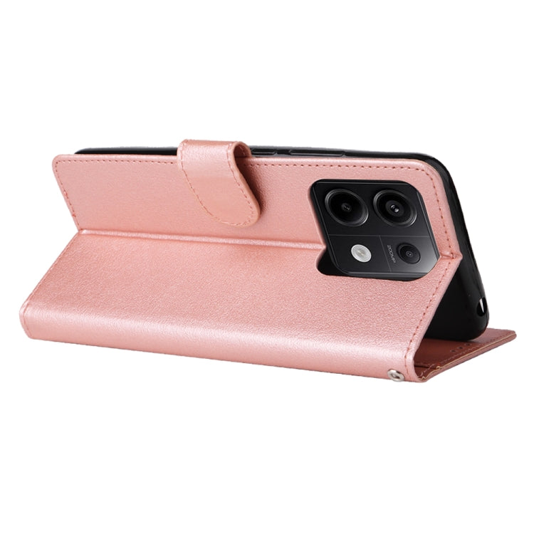 For Xiaomi Redmi Note 13 Pro 5G Multifunctional Horizontal Flip Leather Phone Case with Three Card Slot(Rose Gold)