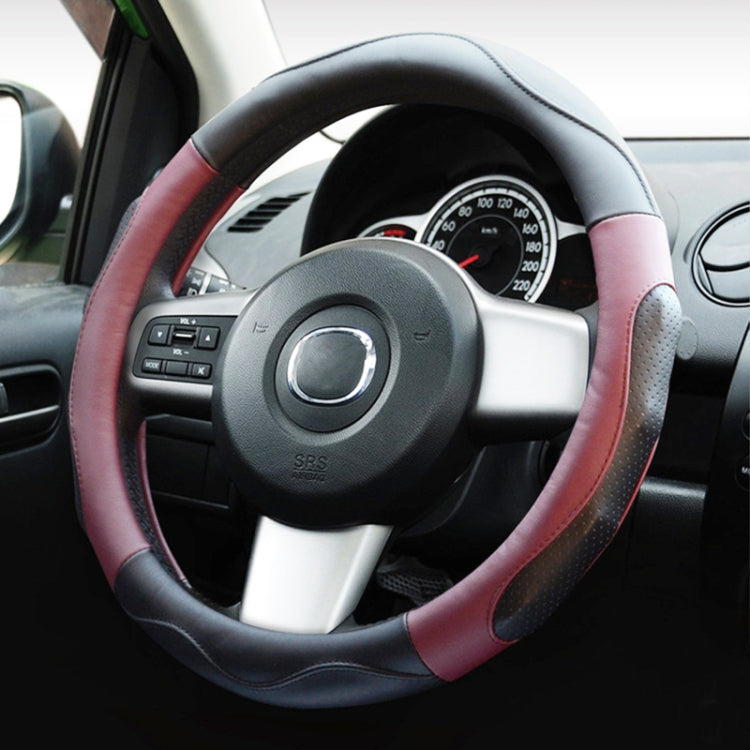 Super Fiber Leather Car Universal Anti-skid Steering Wheel Cover, Diameter: 38cm(Black Win Red)