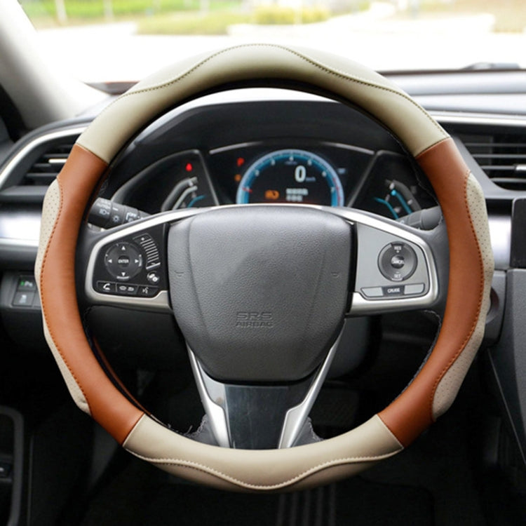 Super Fiber Leather Car Universal Anti-skid Steering Wheel Cover, Diameter: 38cm(Beige Coffee)