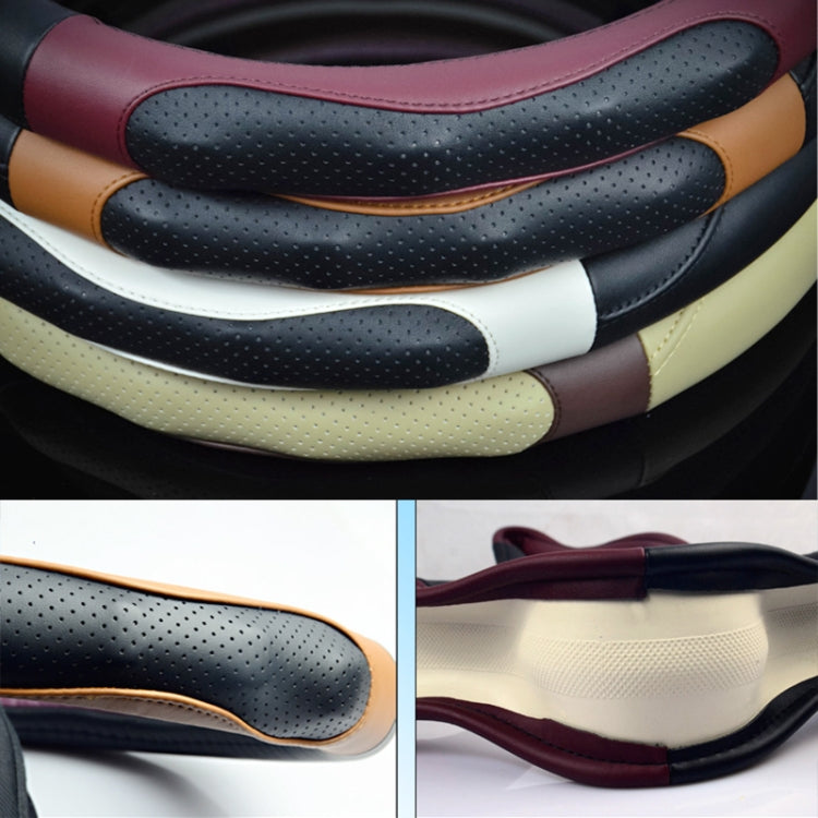 Super Fiber Leather Car Universal Anti-skid Steering Wheel Cover, Diameter: 38cm(Black Win Red)