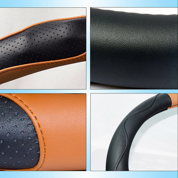 Super Fiber Leather Car Universal Anti-skid Steering Wheel Cover, Diameter: 38cm(Black Coffee)