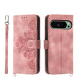 For Google Pixel 9 Skin-feel Flowers Embossed Wallet Leather Phone Case(Pink) - Google Cases by PMC TechLife | Online Shopping South Africa | PMC TechLife | Buy Now Pay Later Mobicred
