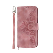 For Google Pixel 9 Skin-feel Flowers Embossed Wallet Leather Phone Case(Pink)
