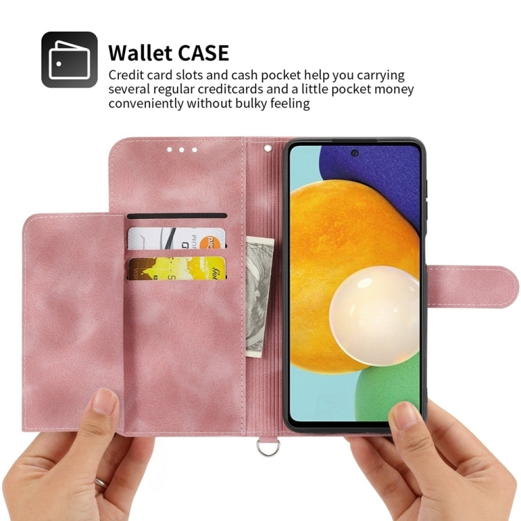 For Google Pixel 9 Skin-feel Flowers Embossed Wallet Leather Phone Case(Pink)