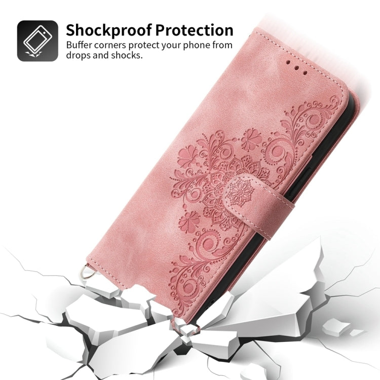 For Google Pixel 9 Skin-feel Flowers Embossed Wallet Leather Phone Case(Pink)