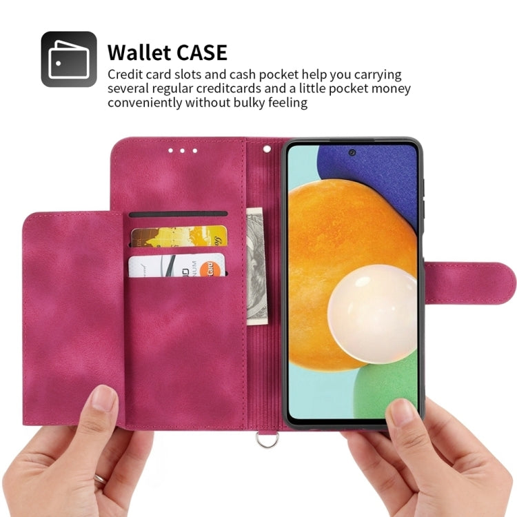 For Google Pixel 9 Skin-feel Flowers Embossed Wallet Leather Phone Case(Wine Red)