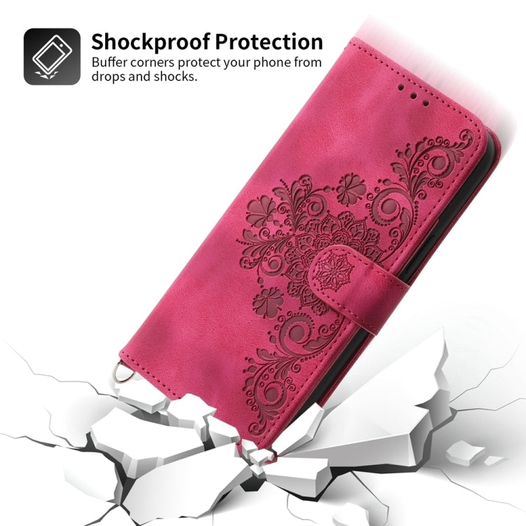 For Google Pixel 9 Skin-feel Flowers Embossed Wallet Leather Phone Case(Wine Red)