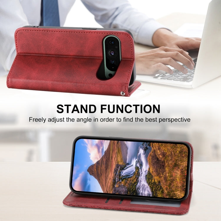 For Google Pixel 9 Cubic Grid Calf Texture Magnetic Leather Phone Case(Red)