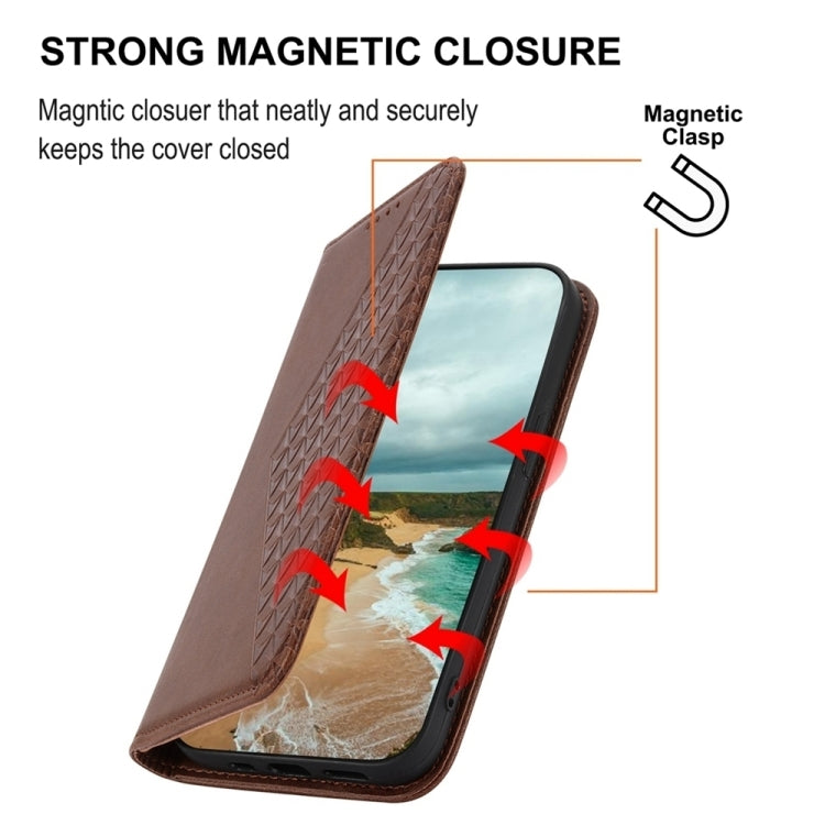 For Google Pixel 9 Cubic Grid Calf Texture Magnetic Leather Phone Case(Brown)