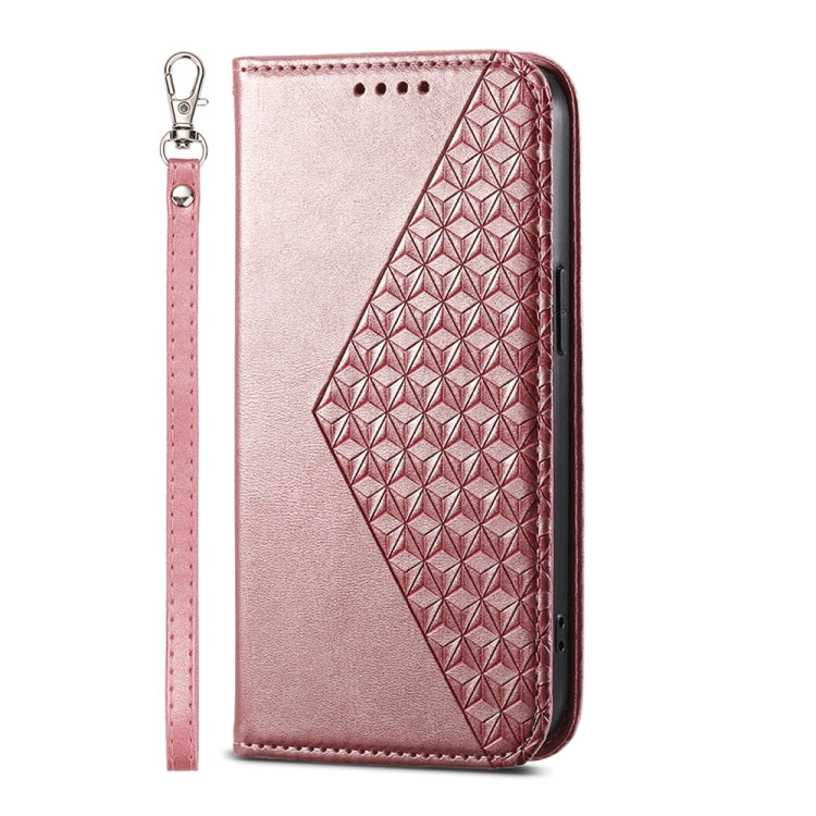 For Google Pixel 9 Cubic Grid Calf Texture Magnetic Leather Phone Case(Rose Gold)