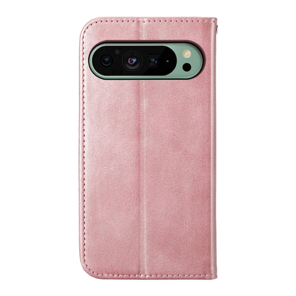 For Google Pixel 9 Cubic Grid Calf Texture Magnetic Leather Phone Case(Rose Gold)