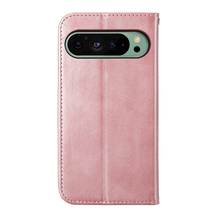 For Google Pixel 9 Cubic Grid Calf Texture Magnetic Leather Phone Case(Rose Gold)