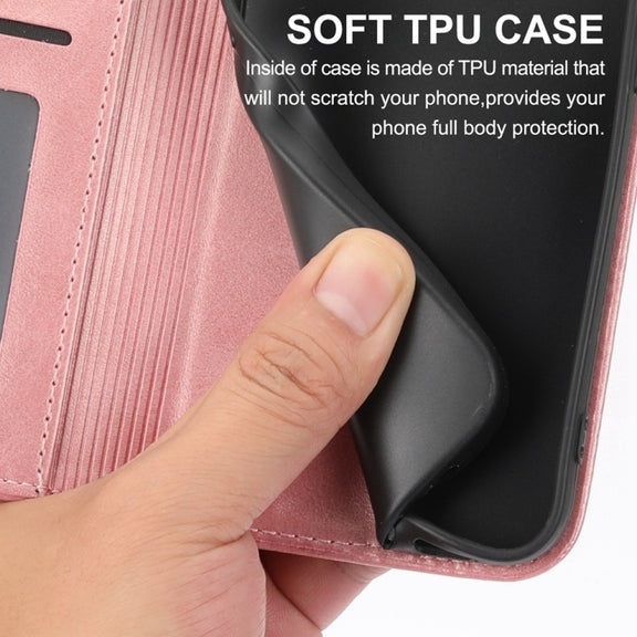 For Google Pixel 9 Cubic Grid Calf Texture Magnetic Leather Phone Case(Rose Gold)