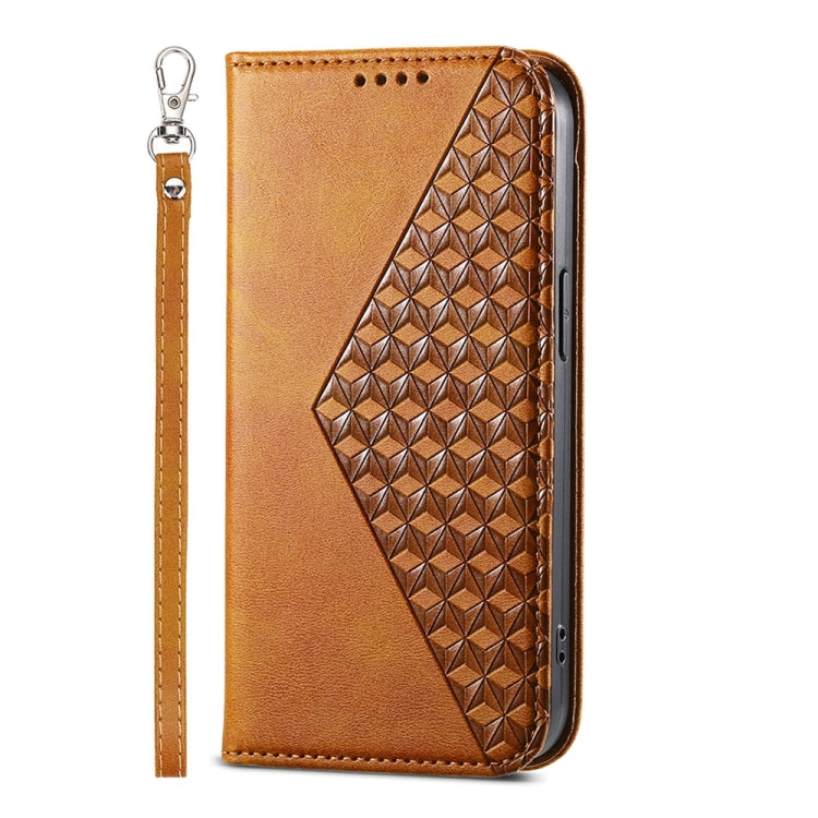 For Google Pixel 9 Cubic Grid Calf Texture Magnetic Leather Phone Case(Yellow)